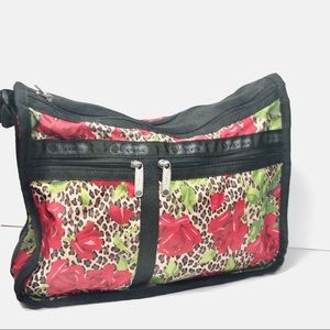 LESPORTSAC Rose Leopard Crossbody Handbag Purse